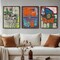 Framed Abstract Famous Paintings Wall Art - Set of 3 Piece Canvas Paintings Artwork for Walls, Mid Century Modern Colorful Art Print for Living Room, Hallway, Bedroom, Office Wall Decor - 16x24 Inch